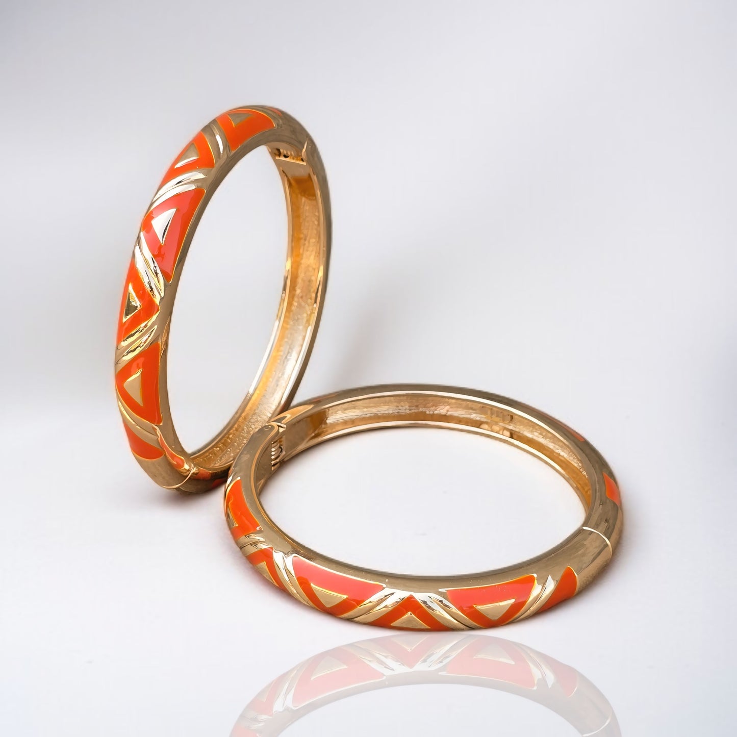 Morni Enamel Bangles- Orange