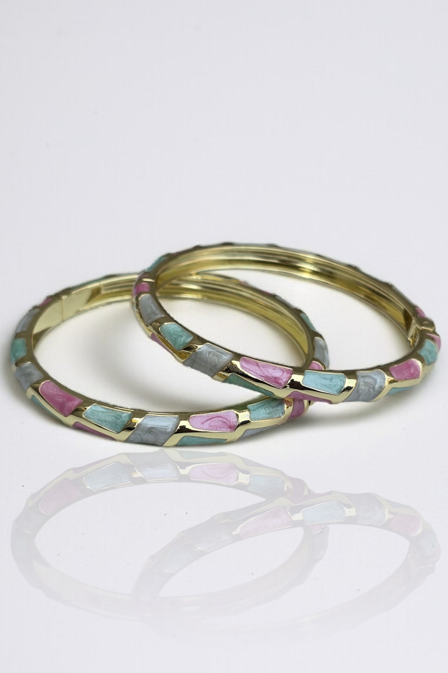 Kashi Enamel Bangles- Pink & Blue