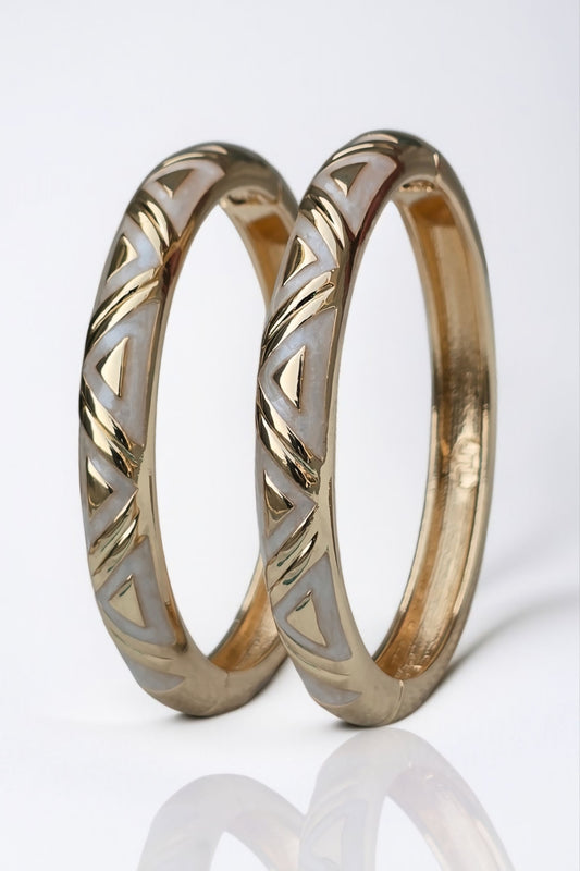 Morni Enamel Bangles- White