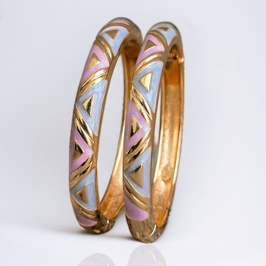 Morni Enamel Bangles- Pink and Blue