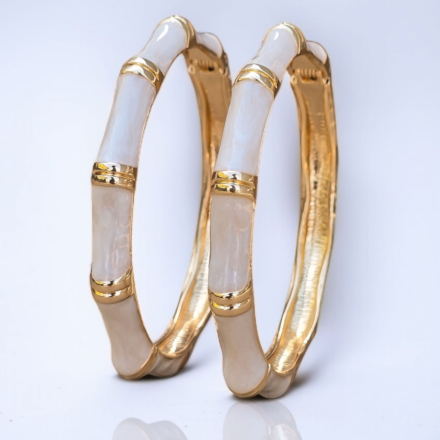 Enamel Bamboo Bangle - White