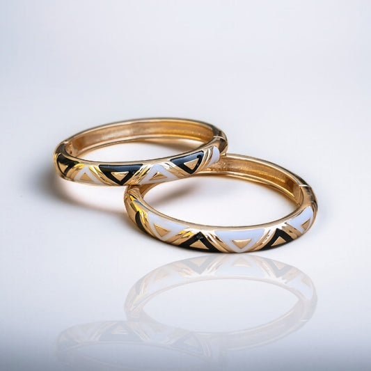 Morni Enamel Bangle - Blank and White