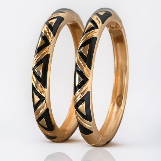 Morni Enamel Bangles- Black