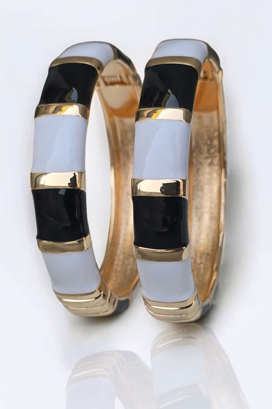 Noorani Enamel Bangles - Black & White