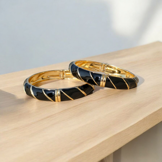 Enamel Lining Bangle - Black